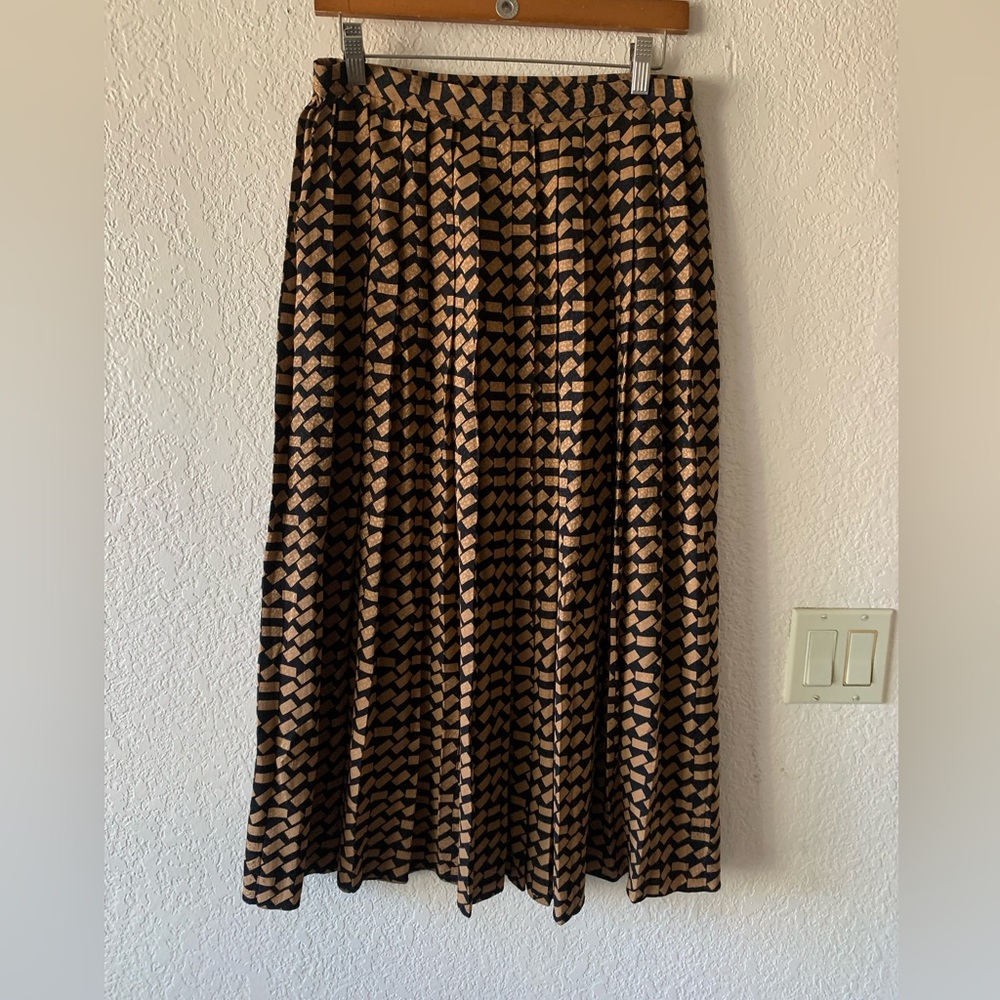 Vintage Black and Tan Midi Skirt